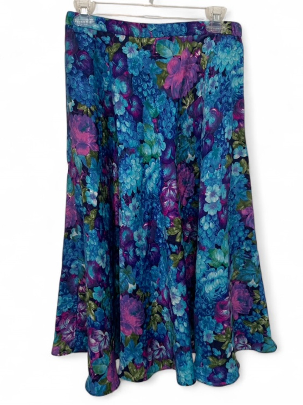 Vintage Purple Blue Floral Midi Skirt